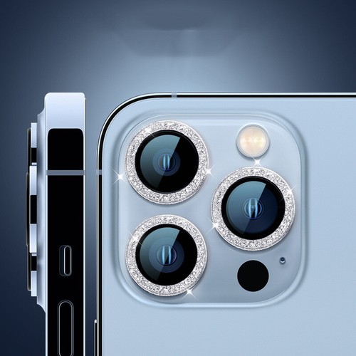 Glitter Metal Ring Glass Lens Protector Film For iPhone 15 14 Pro Max 13 12 11 - Photo 7 sur 19