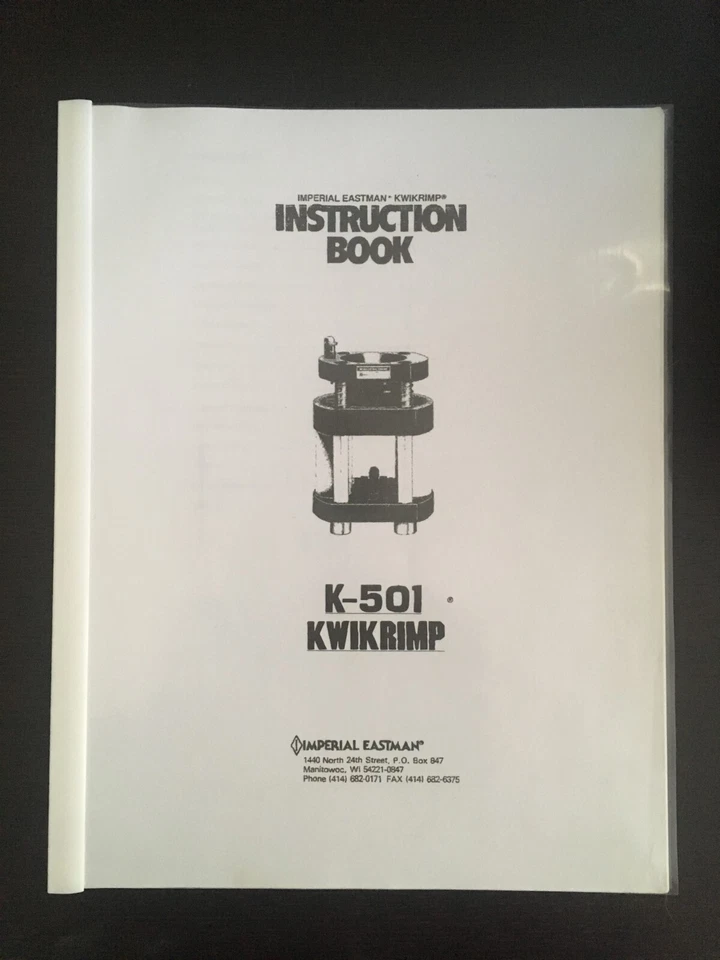 Imperial Eastman K 501 Hydraulic Hose Crimper Instruction Manual