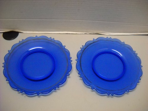 LE Smith Cobalt Glass Mt. Pleasant Shield Luncheon or Salad Plates Set of 5 - Picture 4 of 10