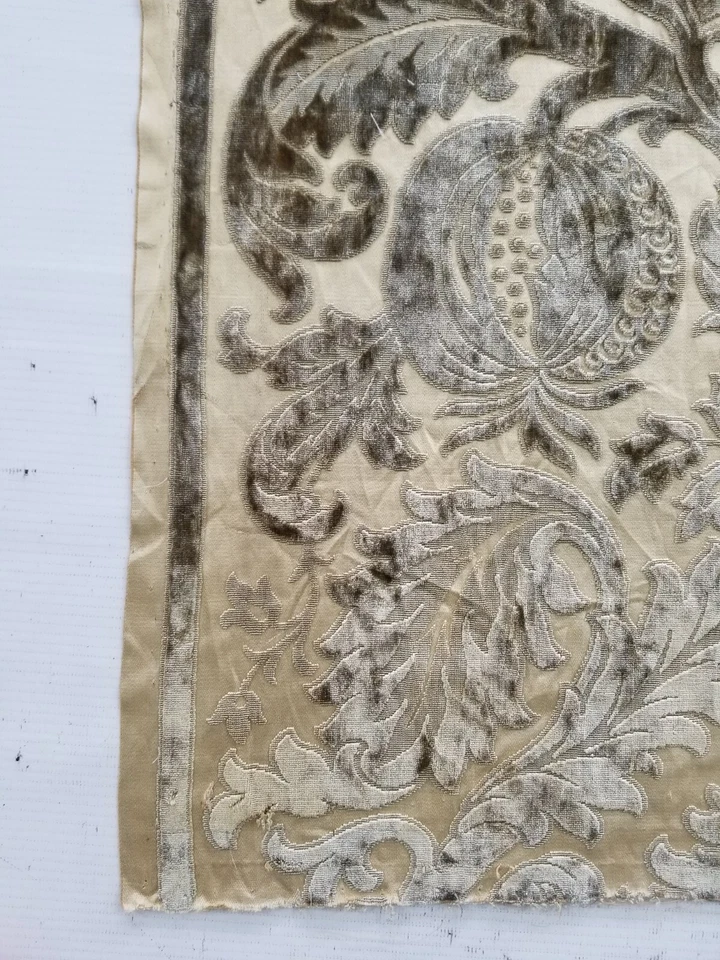 Vintage French Velvet Panel With Floral & Pomegranate Motifs 210x35cm - Image 3 of 4