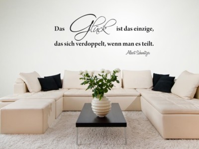 S212 XXL aufkleber Zitat ''GLÜCK'' Wandtattoo Leben Albert Schweitzer
