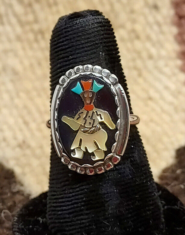 One Of The Most Detailed Zuni Kachina Dancer Turquoise Native American Jewelry Silver Ring One Of The Most Detailed Zuni Kachina Dancer Turquoise Native American Jewelry Silver Ring