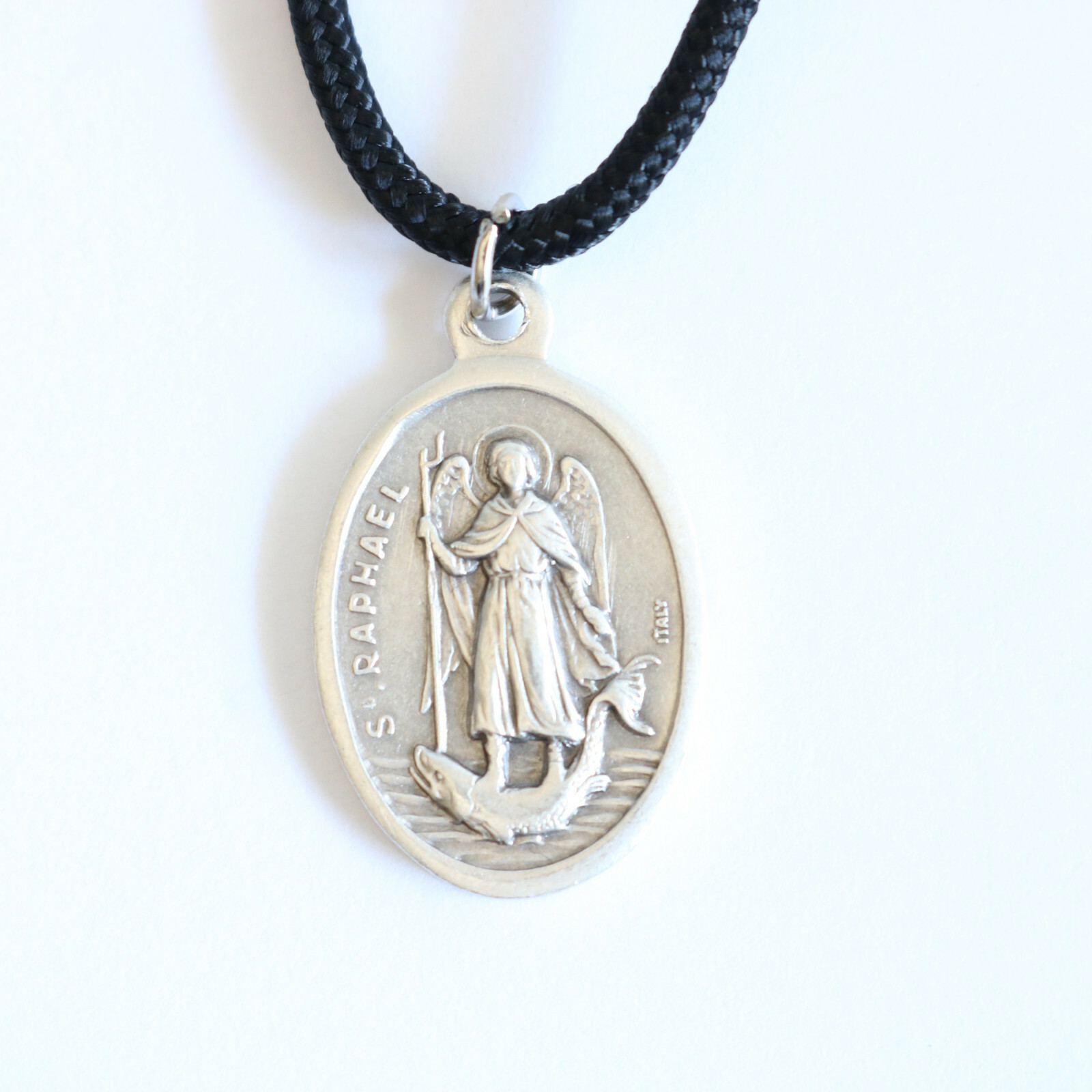 St Raphael Archangel Pendant Black Paracord Medal Necklace Catholic ...