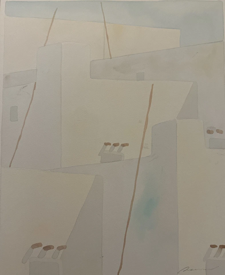 ROBERT WHITE, ACUARELA FIRMADA, ETIQUETA GALERÍA LOS ANGELES, REALISMO MOD MODERNO Foto 2 de 4