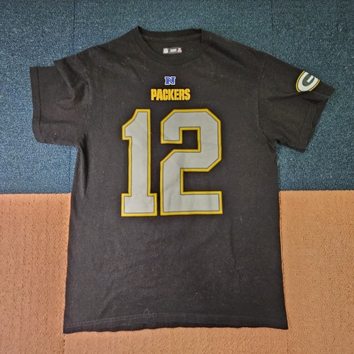 Aaron Rodgers Green Bay Packets Adult T-Shirt Medium Black 12 NFL football K2a - Picture 3 of 10