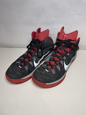 2014 Nike Hyperdunks Black Gray Red Basketball Shoes 653640-003 Mens Size 