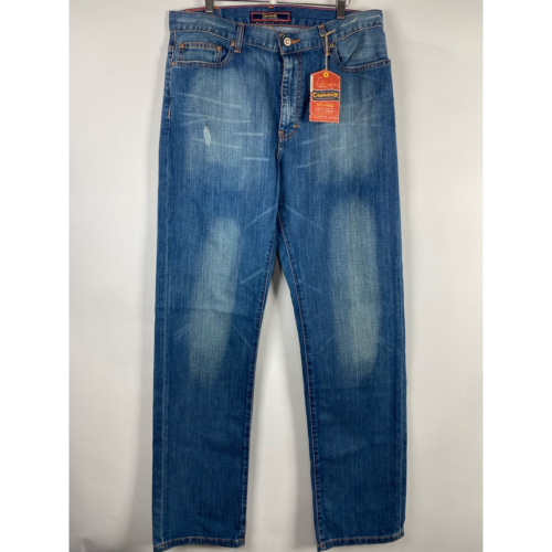 Cremieux Mens Straight Jeans Blue Relaxed Distressed Pockets Denim 