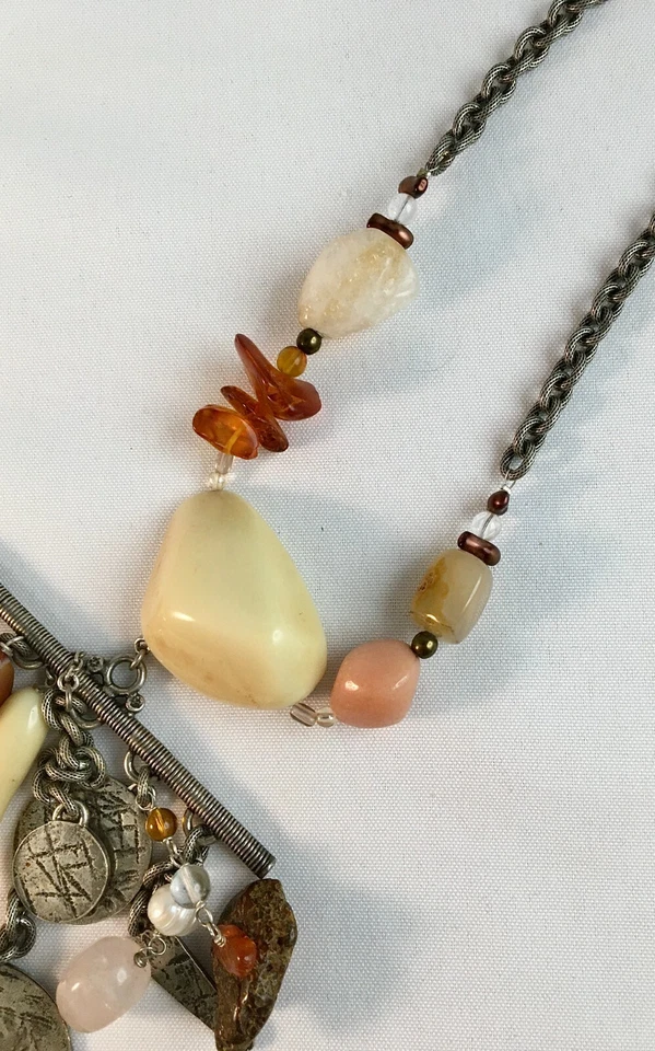 Designer Signed Philippe Ferrandis Paris Boho Multi-Charm Multi Bead Necklace - Image 4 of 4