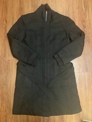 TOMMY HILFIGER Wool Blend Sport Coat Pea Overcoat Winter Warm Men L Black MINT