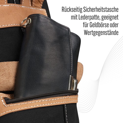 Black Forest Fox Oos Duffle City Shopping Leder Canvas Wander Rucksack Nero - Bild 6 von 9