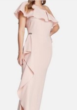 Lauren Ralph Lauren Blush One Shoulder Ruffled Gown/ Dress Sz-4 