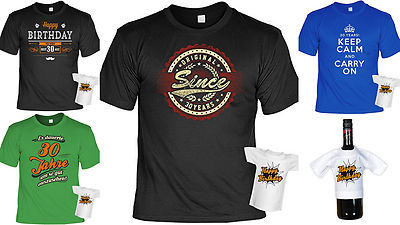 Geschenkset T-Shirt zum 30.Geburtstag + Mini Flaschenshirt - Sprüche 30 Jahre