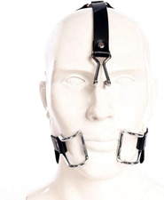 PU Leather Open Mouth Gag Belt with Nose Hook Spreader Fetish Restraint Slave SM