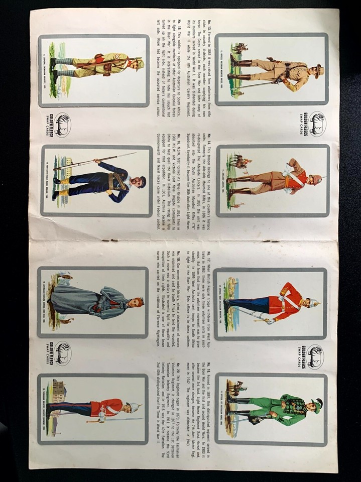 Golden Fleece Swap cards Uniforms of the Australian Armed Services