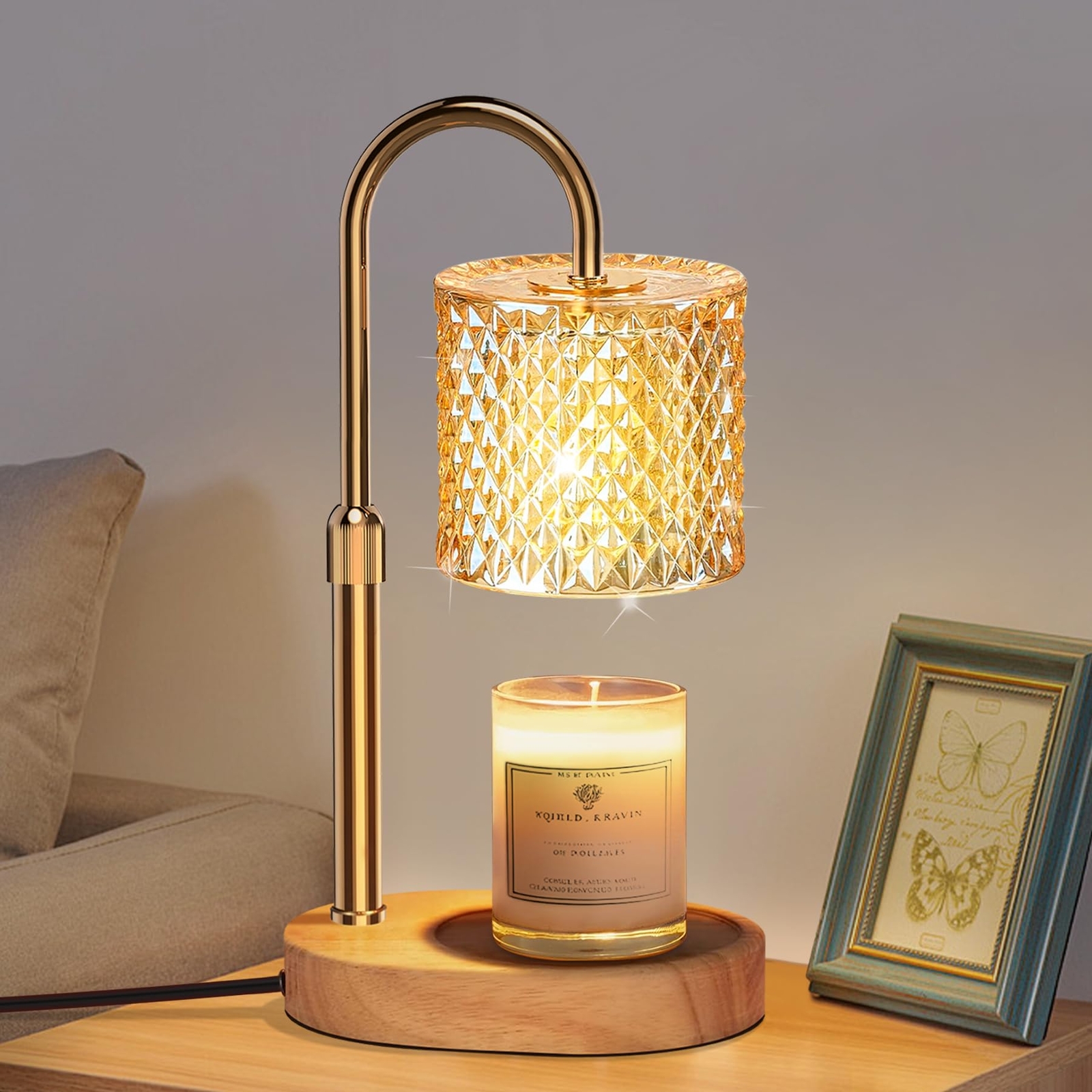 Adjustable Height Candle Warmer Lamp with Timer & Dimmer for 2 Bulbs-image