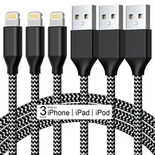 3 Pack Iphone Charger 10 FT Apple Mfi Certified Fast Charging Lightning Cable Ny