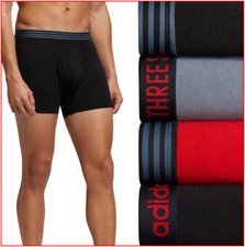 4 PAIRS- Adidas ATHLETIC Comfort Fit Boxer Briefs - WICKS BLACK Gray - XL 40-42