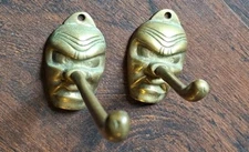 Japanese Tengu Long Nose Mask, Brass Hook, Theater Demon Vintage Devil Set