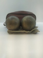  2 BOCCE PETANQUE IN BRONZO VINTAGE CON CUSTODIA E PANNO 