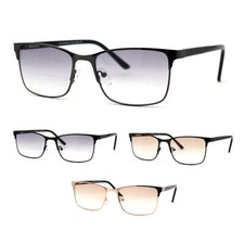 Mens Metal Half Rim Rectangular Bifocal Light Sunglasses Reader
