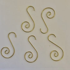 Spiral Wire Ornament Hooks 2" Christmas Tree 40 Hangers Gold Color Holiday