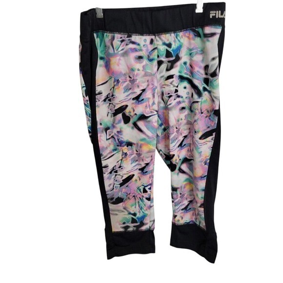Fila Sport Capri Leggings Stampa Astratta Activewear Sportivo Nero L