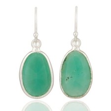 Chrysoprase 18K Gold Plated 925 Sterling Silver Dangle Earrings Gemstone Jewelry