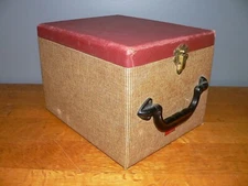 Vintage TDC Tweed Fabric Clad Wooden 35mm Slide Storage Case w/Slide Trays