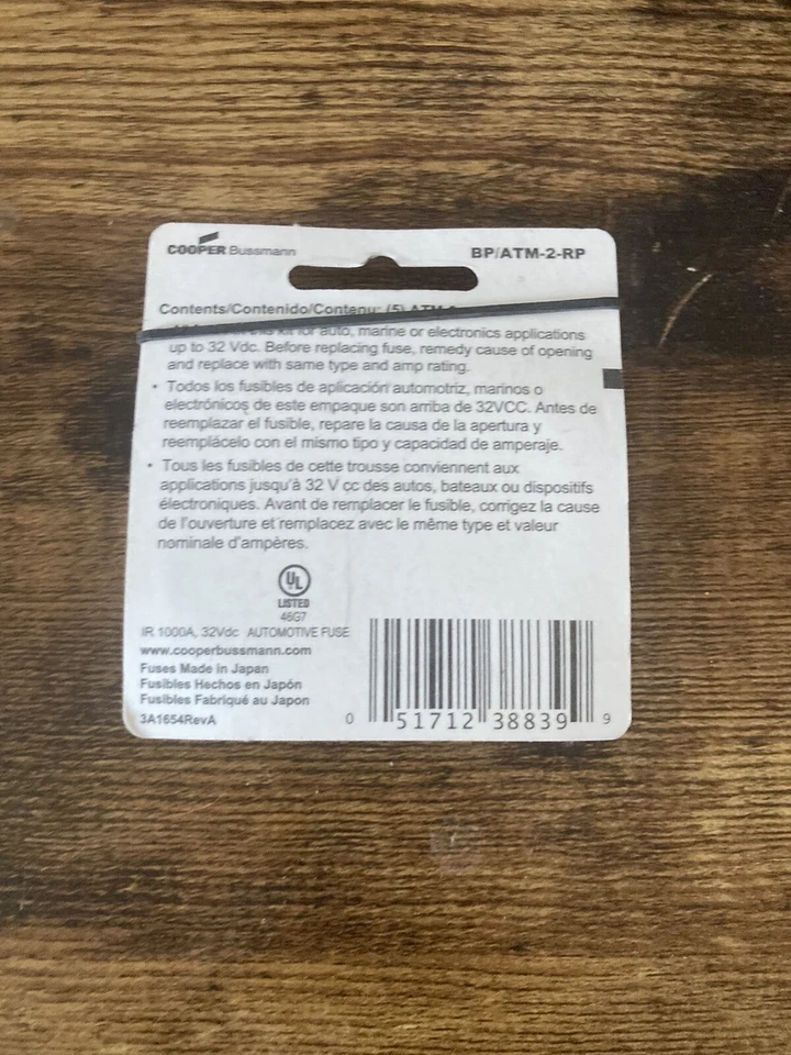 Bussmann® - 5PK FUSIBLES BP/ATM-2 (BP/ATM-2-RP) Foto 2 de 2