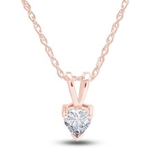 1/2 Ct Heart Solitaire Pendant Necklace Simulated Diamond 14K Rose Gold Women