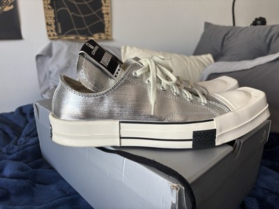 Size 10.5 - Converse Rick Owens x TURBODRK Chuck 70 Low Silver Lacquer