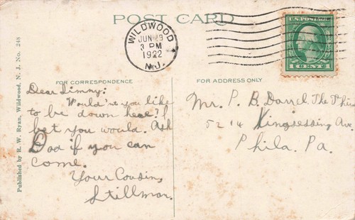 Postal de colección Wildwood-by-the-sea nj folks on beach 1922 071922 r - Imagen 2 de 2