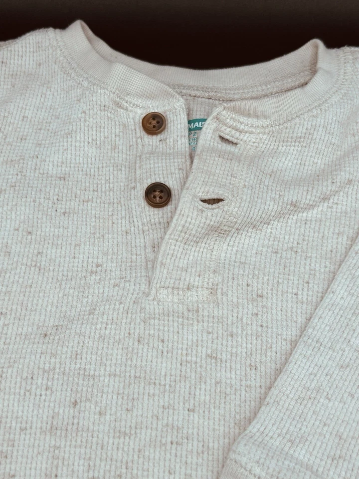 Garanimals кремовый крапинками Henley LS вафли тепловой трикотаж рубашка 2T ребенка ясельного возраста ребенка - Изображение 2 из 4