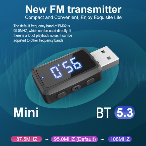 USB Bluetooth 5.3 Wireless Car FM Transmitter Aux Stereo Audio Adapter Receiver - Photo 5/18