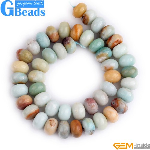 "Espaciador de cuentas de rosquilla de piedra preciosa amazonita natural mezcla de colores 15" - Imagen 22 de 40