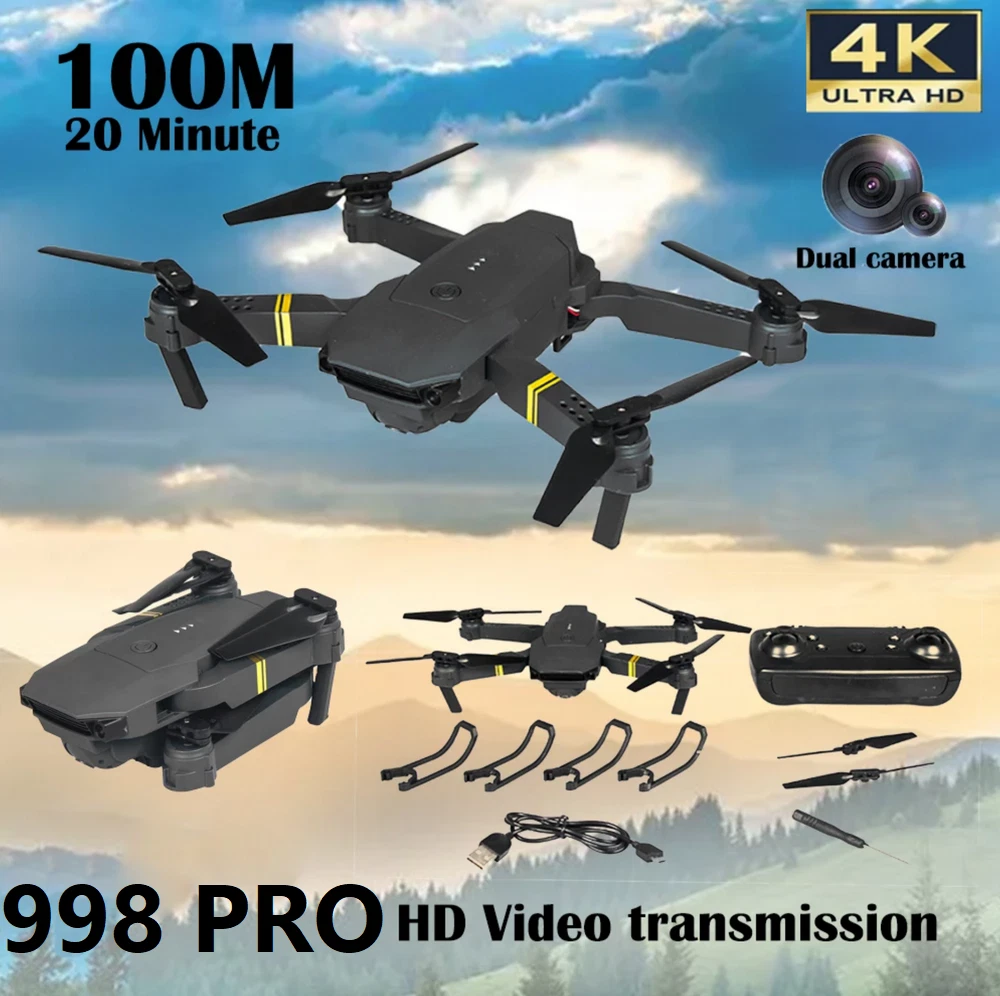 MINI FOLDING DRONE WITH 4K CAMERA REMOTE CONTROL SMARTPHONE WIFI 998 PRO