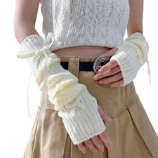 Soft Knitted Arm Warmer with Bowknot Designs for Women and Teens Anime Event