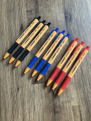 Stabilo Pointball EINZIEHBAR 0,5 mm Kugelschreiber ASST (9 STIFTE/3 SCHWARZ/3 BLAU/3 ROT)