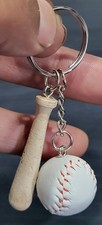 Baseball Baseball Bat Pendants On A Silver Keyring Keychain