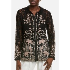 NWT Johnny Was Biya Veronne Lace Blouse Manaos Black Size XL Retail - 295