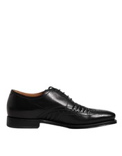 Dolce & Gabbana Black Leather Derby Wingtip Lace Up Formal Dress Men's Shoes