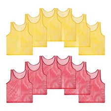 12Pcs Soccer Training Pennies Vest Jersey Youth Pinnies Yellow Red