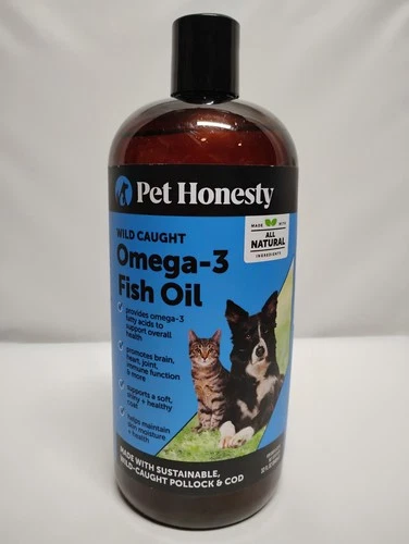 Pet Honesty Wild Caught Omega-3 Fish Oil 32oz Supplement for Dogs & Cats