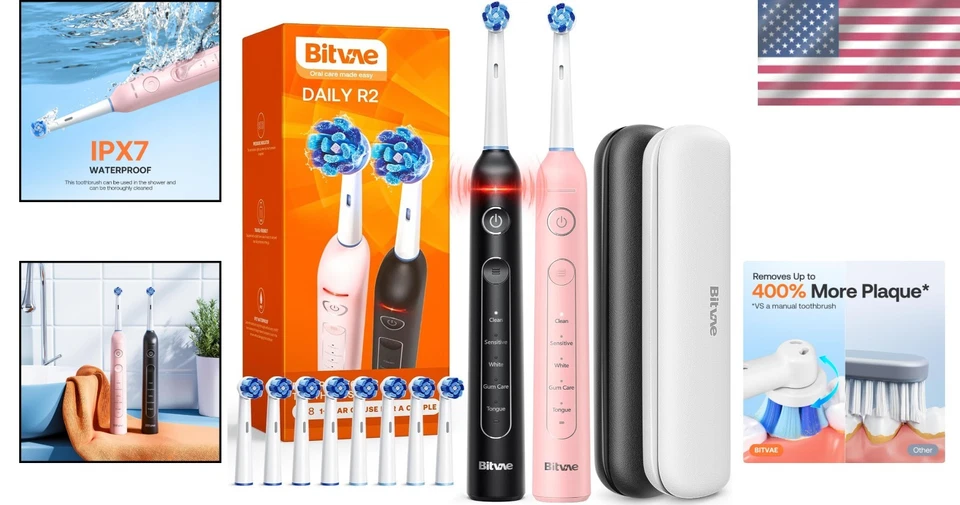 Black & Pink Rechargeable Toothbrush - Image 2 of 4