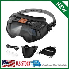 Auto Darkening Welding Goggles with Mask, LED 5.51" x 1.57", Black