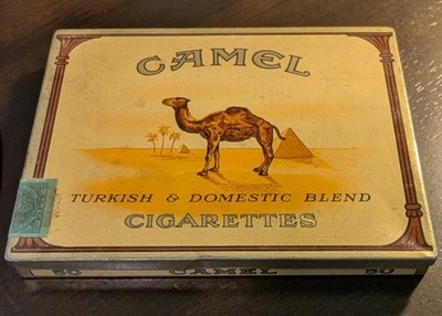 Vintage Camel Cigarettes Metal Tin Case 50 Count Turkish & Domestic Blend