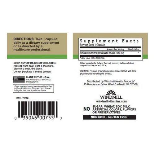 Equinácea 60 unidades 400 mg de Windmill Health Foto 2 de 2