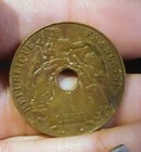 RARE 1939 French Indo-China 1 Cent Coin - Paris Mint "A" - Beautiful VF Grade — photo 2
