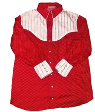 Vintage 80s Heart Pattern Valentine's Day Men's Western Shirt L/XL Unisex