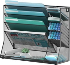 5 Tier Wall File Organizer with Pen Slots Mesh
